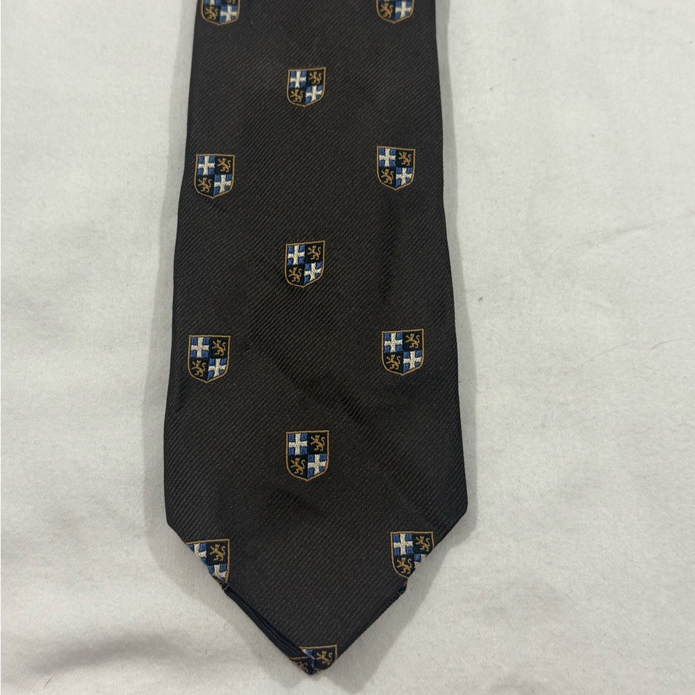 Polo Ralph Lauren Silk Tie Black Crest Shield Classic Preppy Mens Necktie
